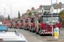A FLEET of fire engines arrive at the scene. Picture by Dave Gillespie