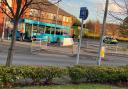 Police cordoned off Peasley Cross Lane following a collision between a bus and a car