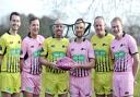 Super League referees wearing the new Specsaver-branded kit