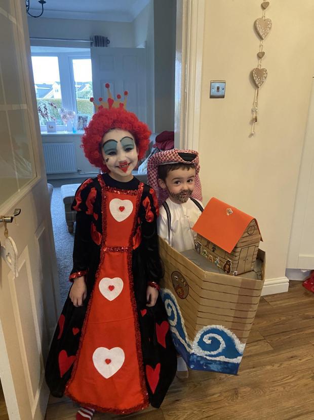 Isabella and Noah Durran from Bartholomews Catholic Primary School were The Queen of Hearts and Noahs Ark