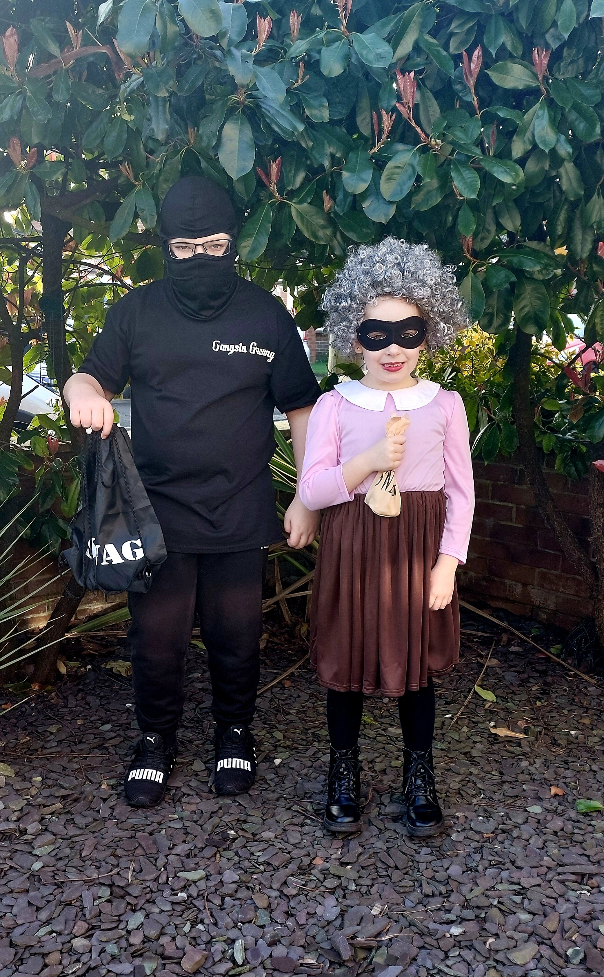 Harry and Isla from Ashurst Primary School as characters from Gangsta Granny