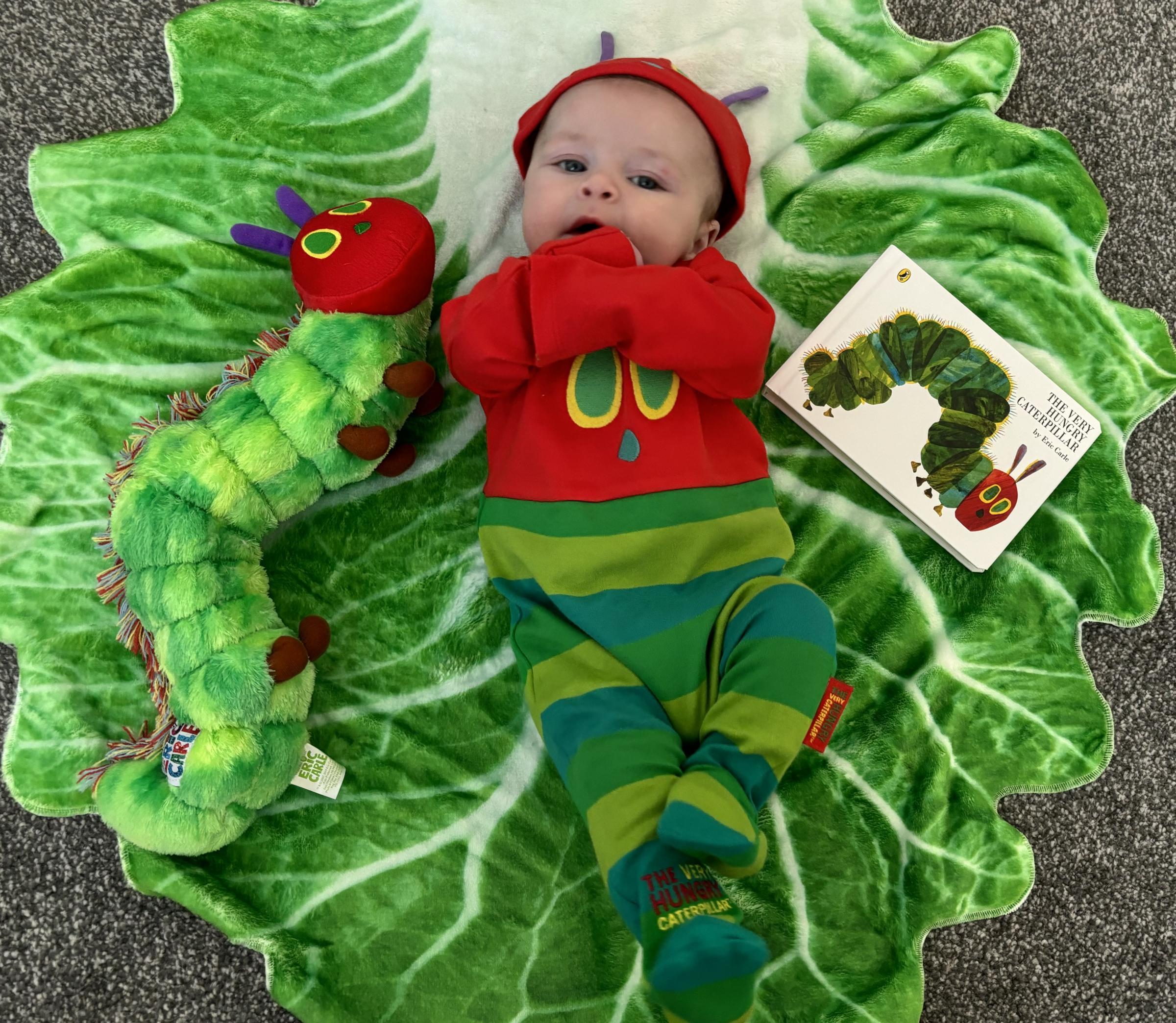 Three-month-old Luca from Rainhill as The Very Hungry Caterpillar