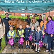 Pictured (l-r) Windle Cllr Mancyia Uddin, Conor McGinn MP, Cllr Andy Bowden, Mayor of St Helens Cllr Sue Murphy, Council Leader and Windle Cllr David Baines, Windle Cllr Lynne Clarke and Diane Tabbern of the Friends group, with competition finalists,