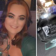 Jade Partington with her English Hair and Beauty Award