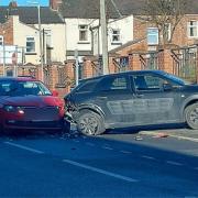 A Skoda Octavia is reported to have crashed into a parked Citreon C4 this morning (Tuesday, March 7)