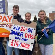 Junior doctors striking outside Whiston Hospital