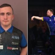 Luke Littler as a 12-year-old representing St Helens Darts Academy, and playing on the world stage