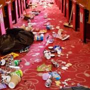 A picture of the rubbish being cleared at the theatre