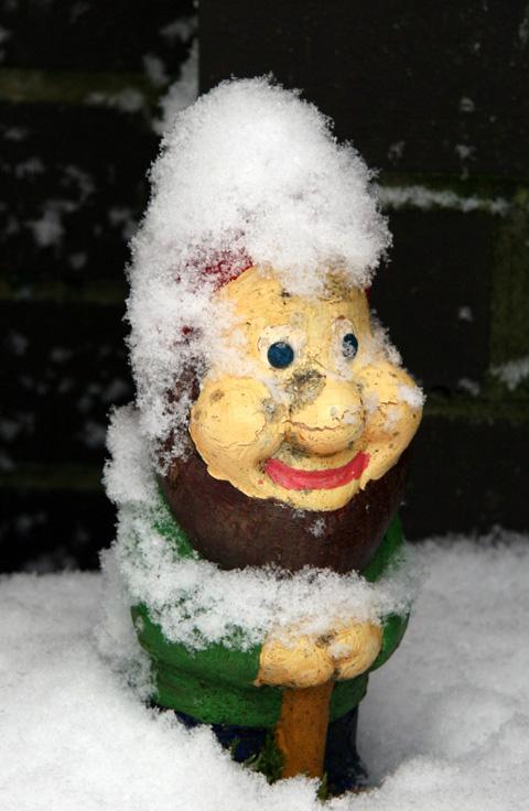 Barrie Pennington of Crank also snapped this picture of a wintery gnome in his back garden.