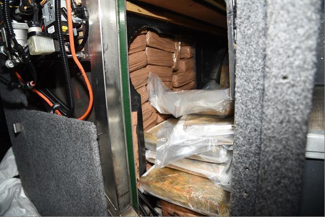 Drugs were found hidden in the coach's waste water tank