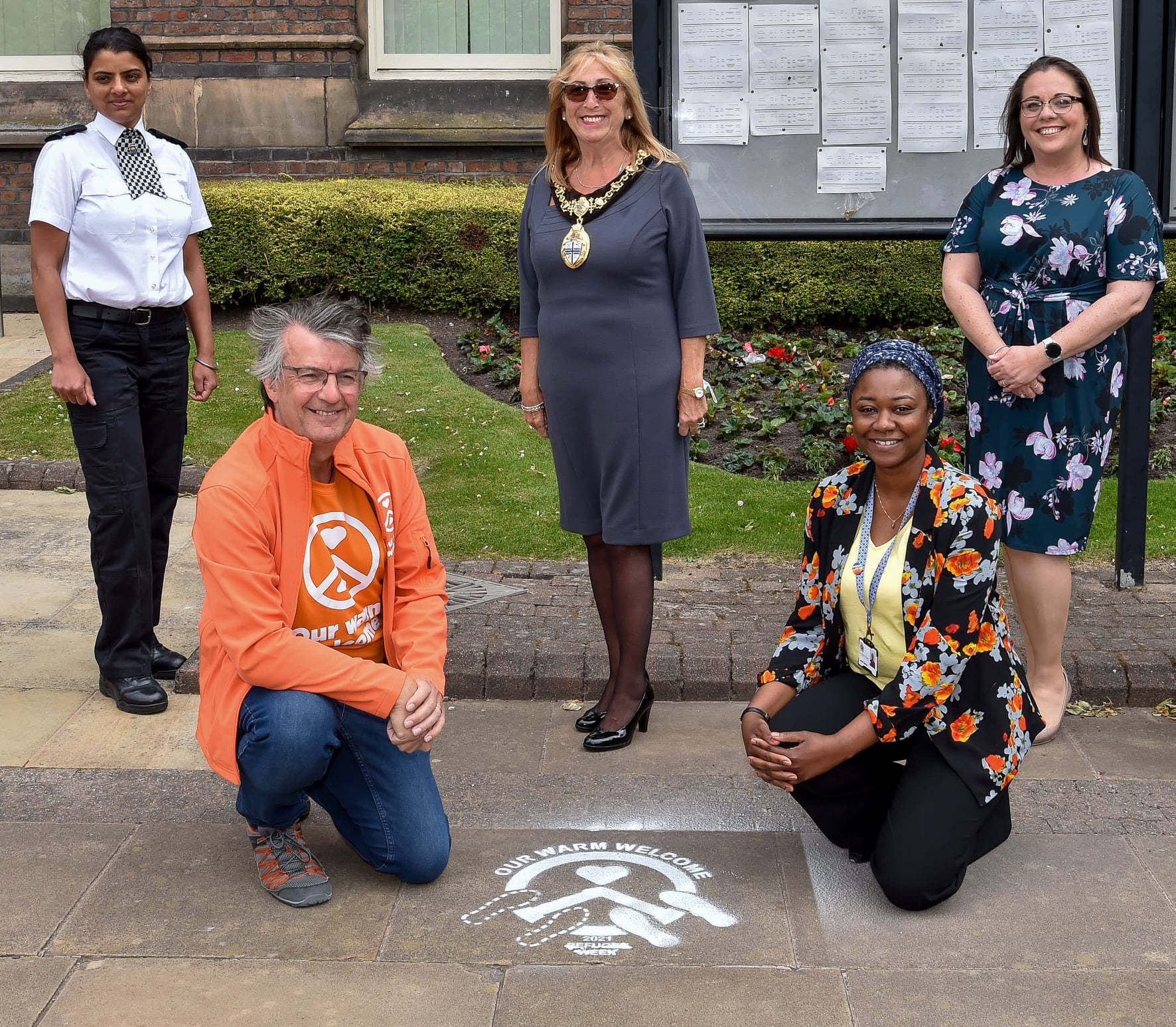 Footstep symbols were painted in St Helens town centre