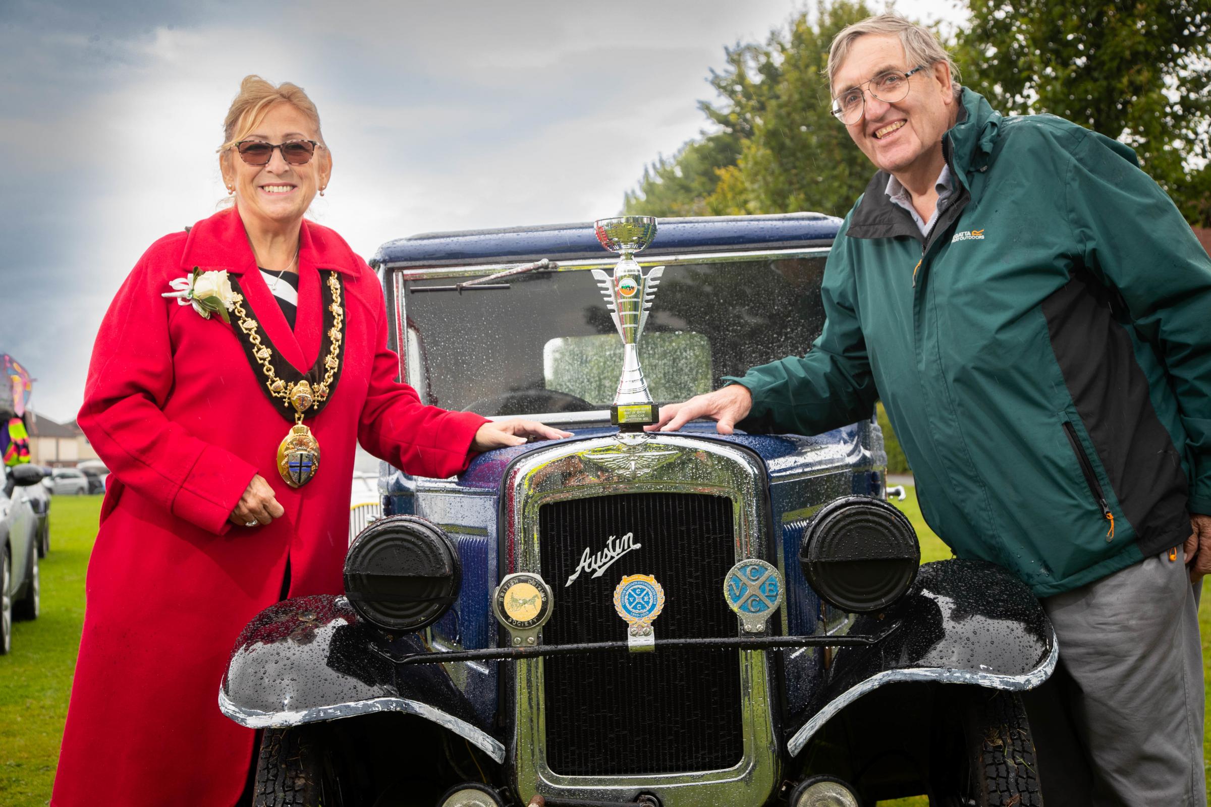 The Mayor with best in show winner Colin Evans and his 1933 Austin 7.