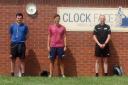 Clock Face players and officials turn out for referee Ellis McCarthy, centre, during his 162 miles of running between National Conference League clubs