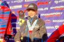 Freya on the podium at the English Alpine Championships in Italy