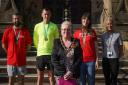 Mayor Cllr Lynne Clarke and the runners from St Helens Striders
