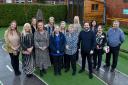 Councillor Nova Charlton (first row, third in on the left) and Council Leader David Baines (front row, third in on the right) pictured with St Helens Borough Council Early Years officers and staff from Heirs and Graces Private Day Nursery