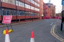 The closure at Hardshaw Street's junction with Corporation Street