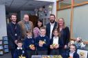 Cabinet members, school staff and council officers with children from St Mary's Catholic Primary, Blackbrook.