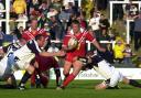 Keiron Cunningham charges through the Yorkshire defence