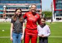 Lancashire Thunder captain, Ellie Threlkeld is interviewed by young cricketers, Melody and Grace Bowman