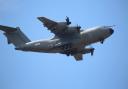 The large Airbus A400M was spotted flying low in the area