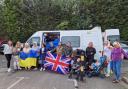 No Duff with Ukranian refugees outside their ambulance