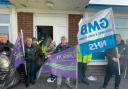 Emergency services workers on strike outside St Helens Ambulance Station