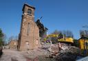 The demolition of St Peter and St Paul's Church on Woodlands Road, Haresfinch