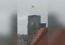 The Lancashire flag flying over St Helens town hall