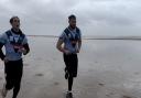 Alex Walmsley and Tee Ritson training on Formby beach