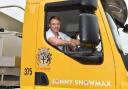 Jonny Lomax gets the behind the wheel of gritter Jonny Snowmax
