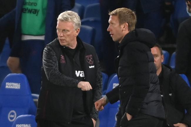 West Ham manager David Moyes (left) shakes hands with Brighton boss Graham Potter (right)