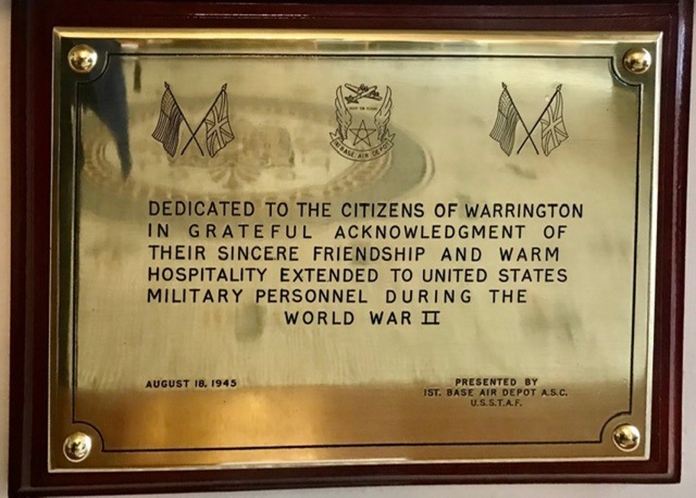 A US military plaque displayed at Warrington Town Hall has been lovingly restored
