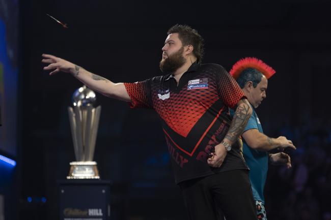 Micahel Smith in action at Ally Pally. Pic: Lawrence Lustig/PDC