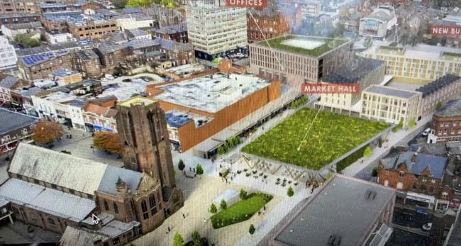 A CGI image of the council's draft town centre plans