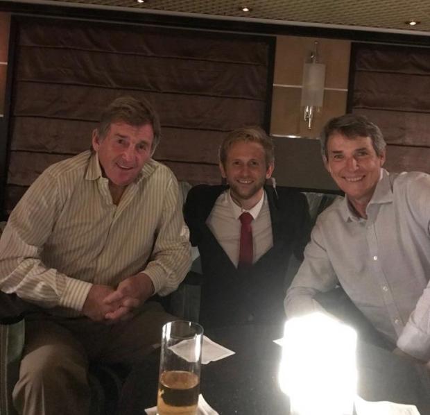 St Helens Star: Luke with Liverpool FC legends Kenny Dalglish and Alan Hansen on the ship