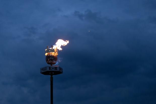 St Helens Star: The beacon alight at Billinge Hill - by Gerald Murphy