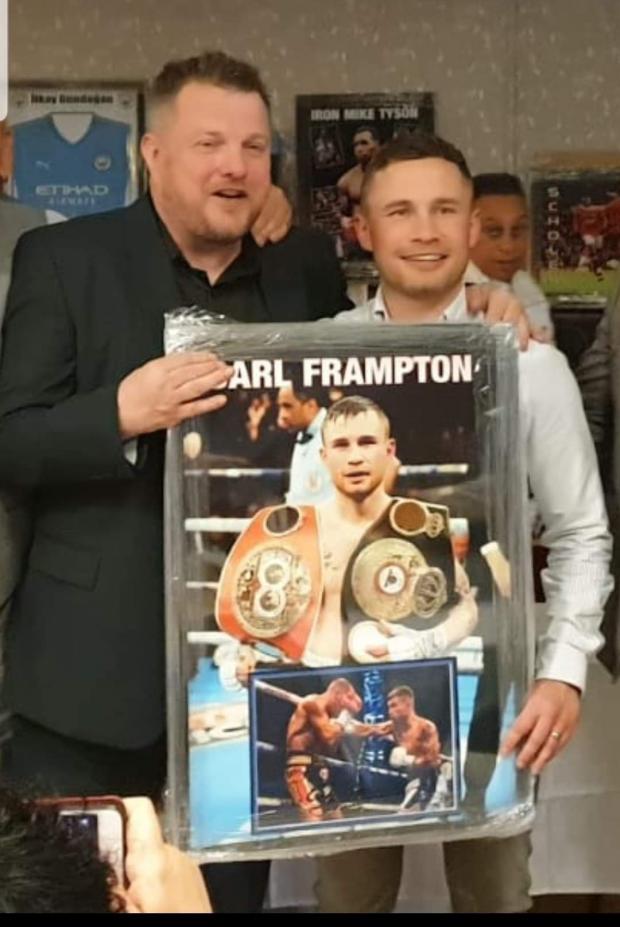 St Helens Star: Carl Frampton, with Mark Hitchen at Parr Conservative Cclub