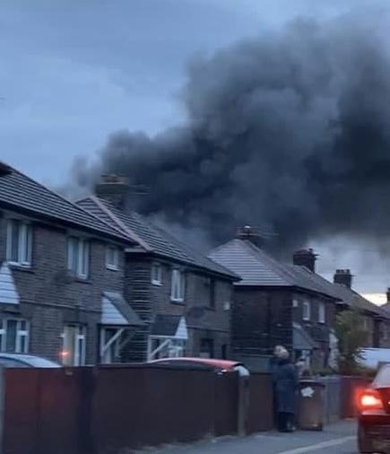 St Helens Star: The fire from street level - Picture: Olivia Letford