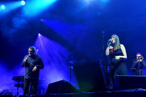 St Helens Star: Paul and Jacqui came on stage to 'When the Saints Go Marching In' (Pic: Dave Gillespie) 