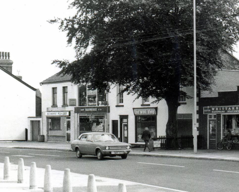 Wainwrights electrical shop in Rainford in the 1970s. The building is now occupied by David Davies Estate Agents and the workshop is at the rear of the premises