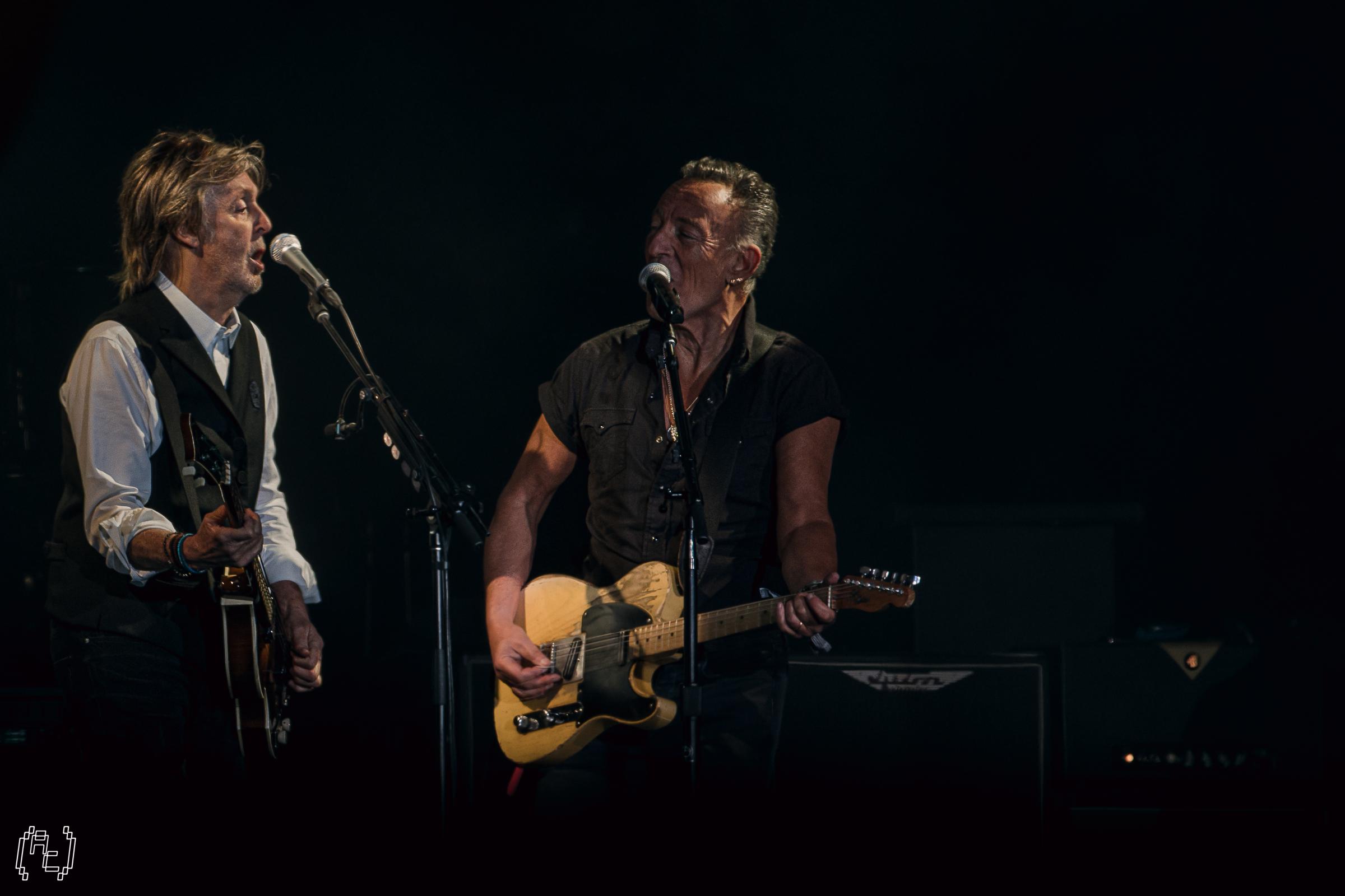 Sir Paul McCartney and Bruce Springsteen at last years Glastonbury by Alex Cropper