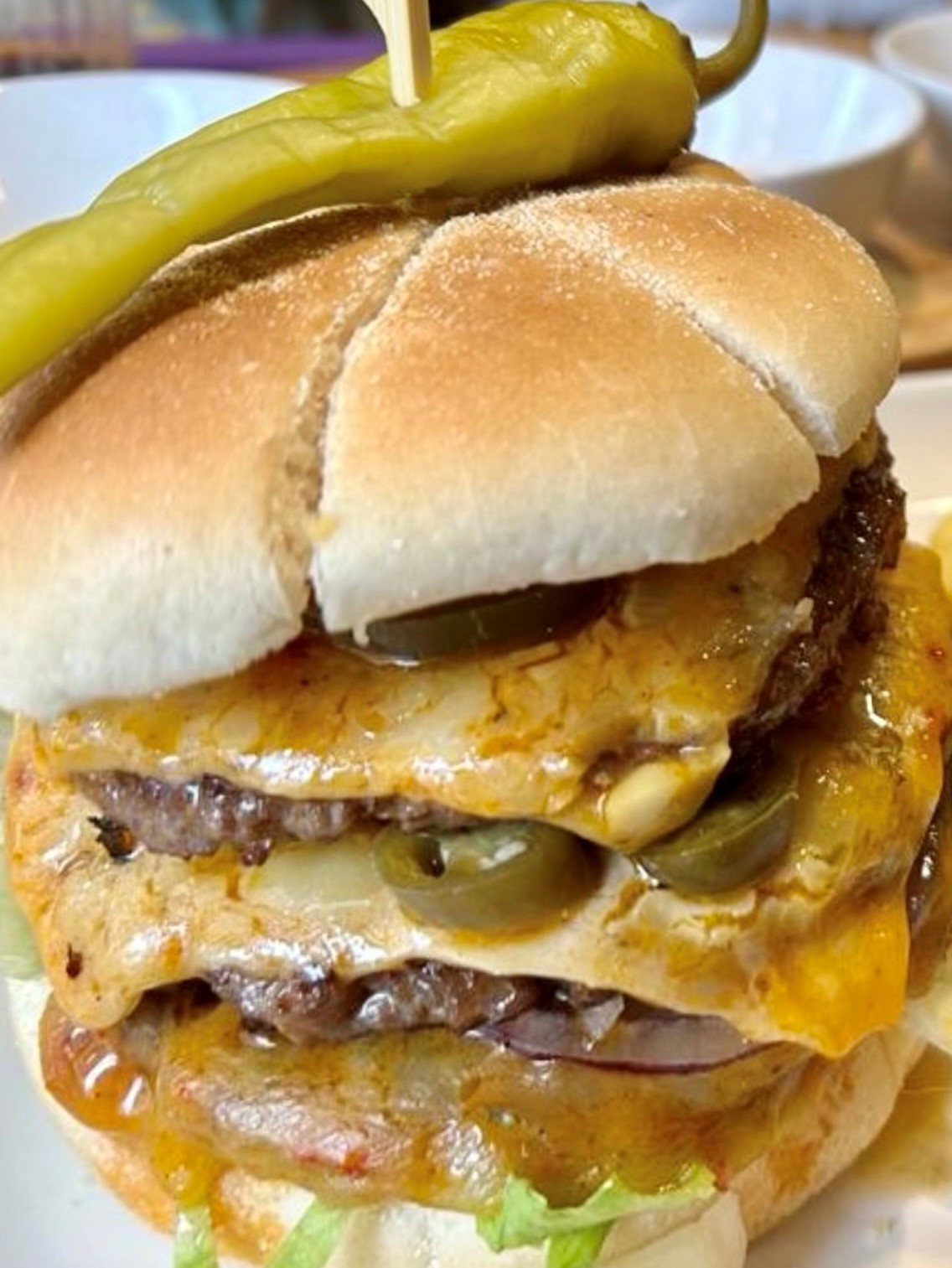The classic bacon double cheese burger