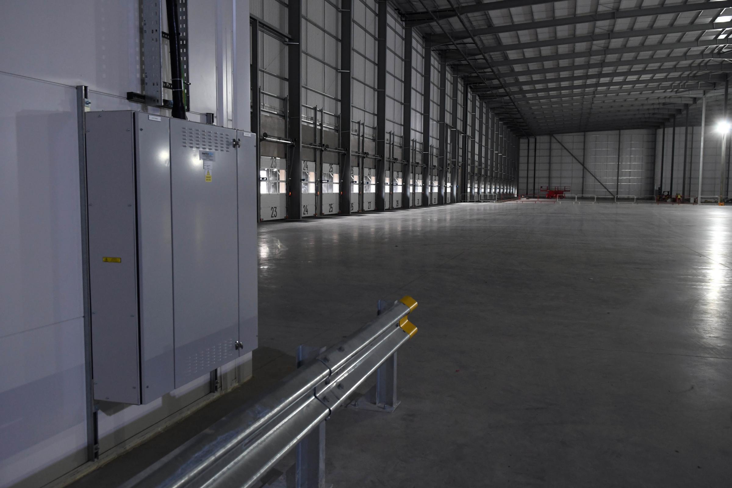 Inside the new Iceland distribution centre at Omega. Picture: Dave Gillespie