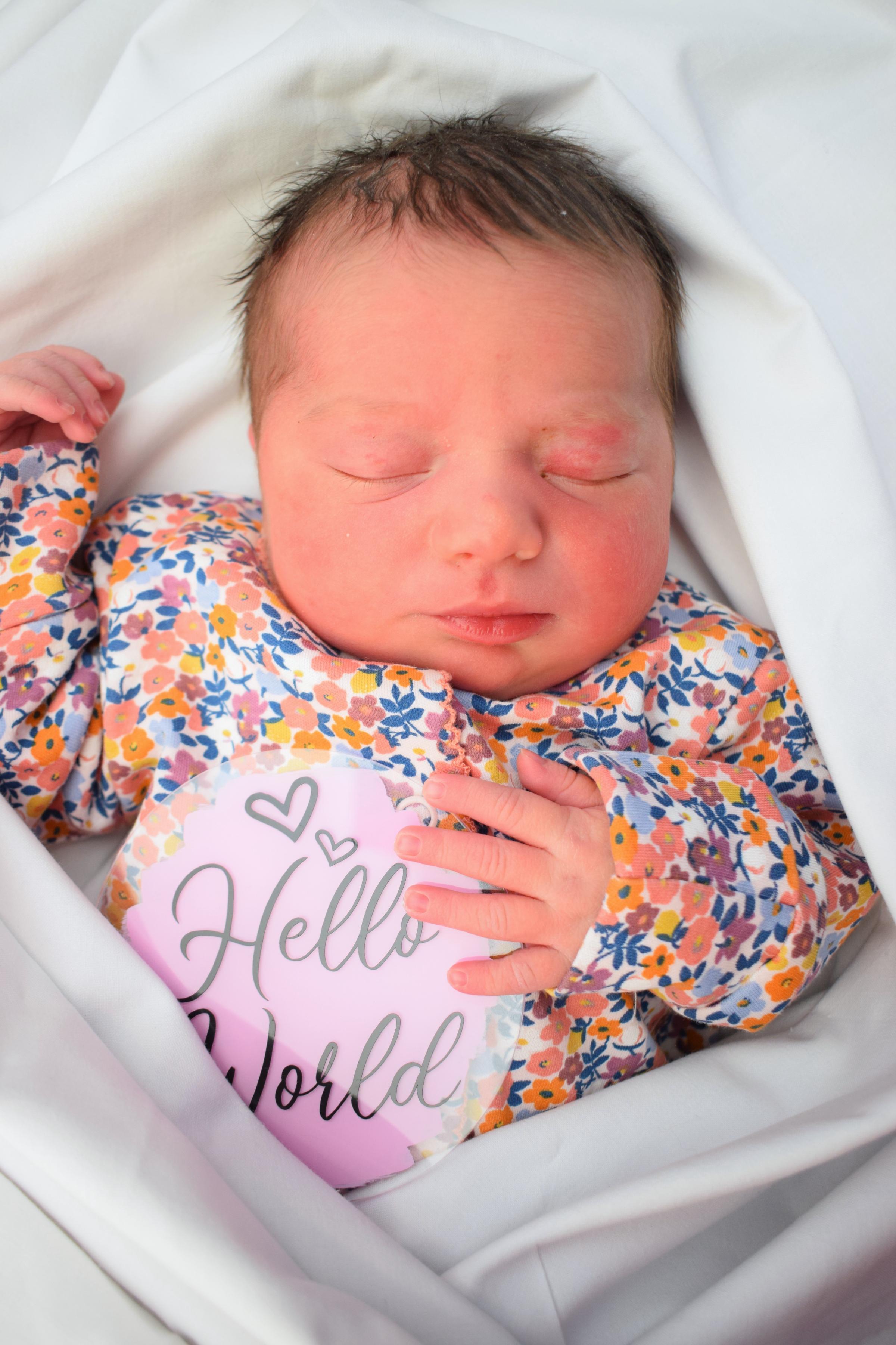 Emilia Webster made a super speedy arrival on February 6