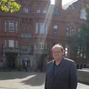 Daniel Oxley, Brexit Party St Helens South & Whiston candidate outside the Gamble Building
