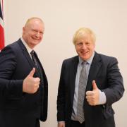 St Helens South and Whiston Conservative parliamentary candidate Richard Short with Prime Minister Boris Johnson