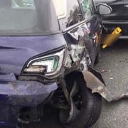 Damage caused to the two parked cars in Rainford