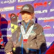 Freya on the podium at the English Alpine Championships in Italy