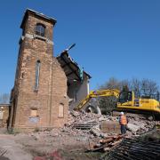 The demolition of St Peter and St Paul's Church on Woodlands Road, Haresfinch